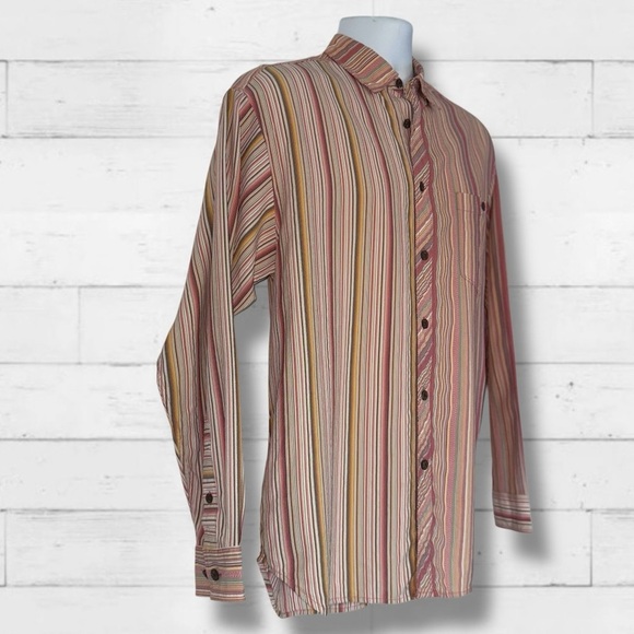 Tommy Bahama 100% Silk Striped Long Sleeve Shirt Men’s Medium Multicolor Luxe - Picture 2 of 14